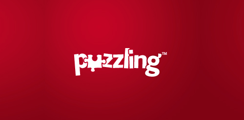 红色背景下的puzzling logo设计