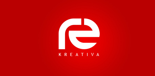 简约现代红色背景KREATIVA logo设计