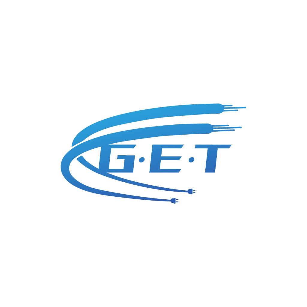蓝色电缆形状的GET logo设计