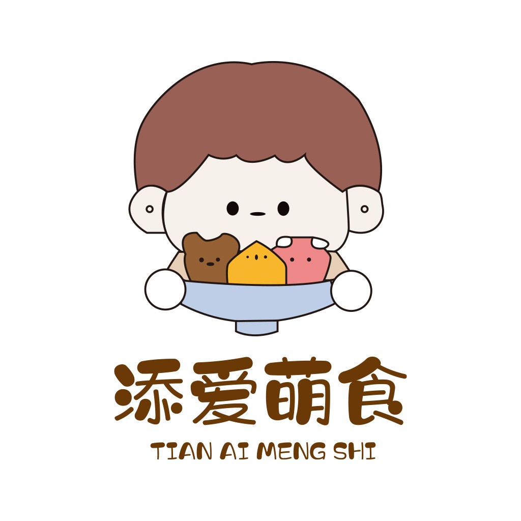 卡通人物吃美食的logo设计