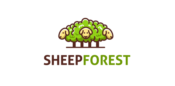 卡通羊头森林logo设计