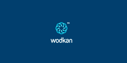 Wodkan logo设计:简洁现代的蓝色螺旋标志