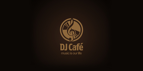 音乐主题DJ咖啡馆logo设计