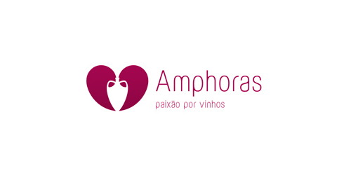 Amphoras logo设计:心形酒瓶图标