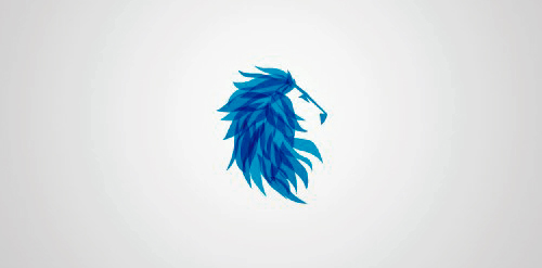 蓝色抽象马头logo设计