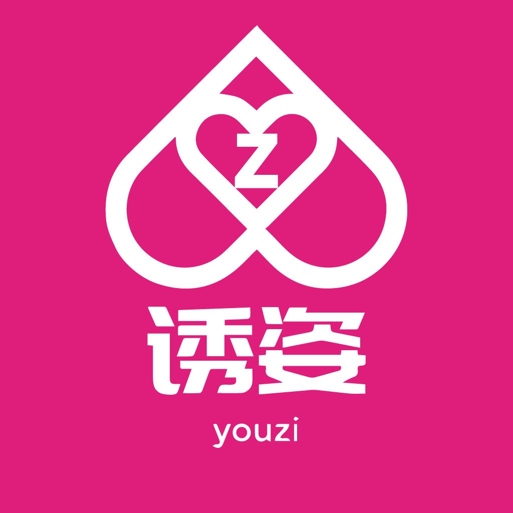 粉色背景下的简约心形logo设计
