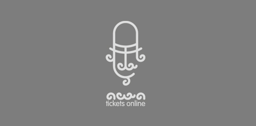 简约麦克风logo设计:在线票务平台