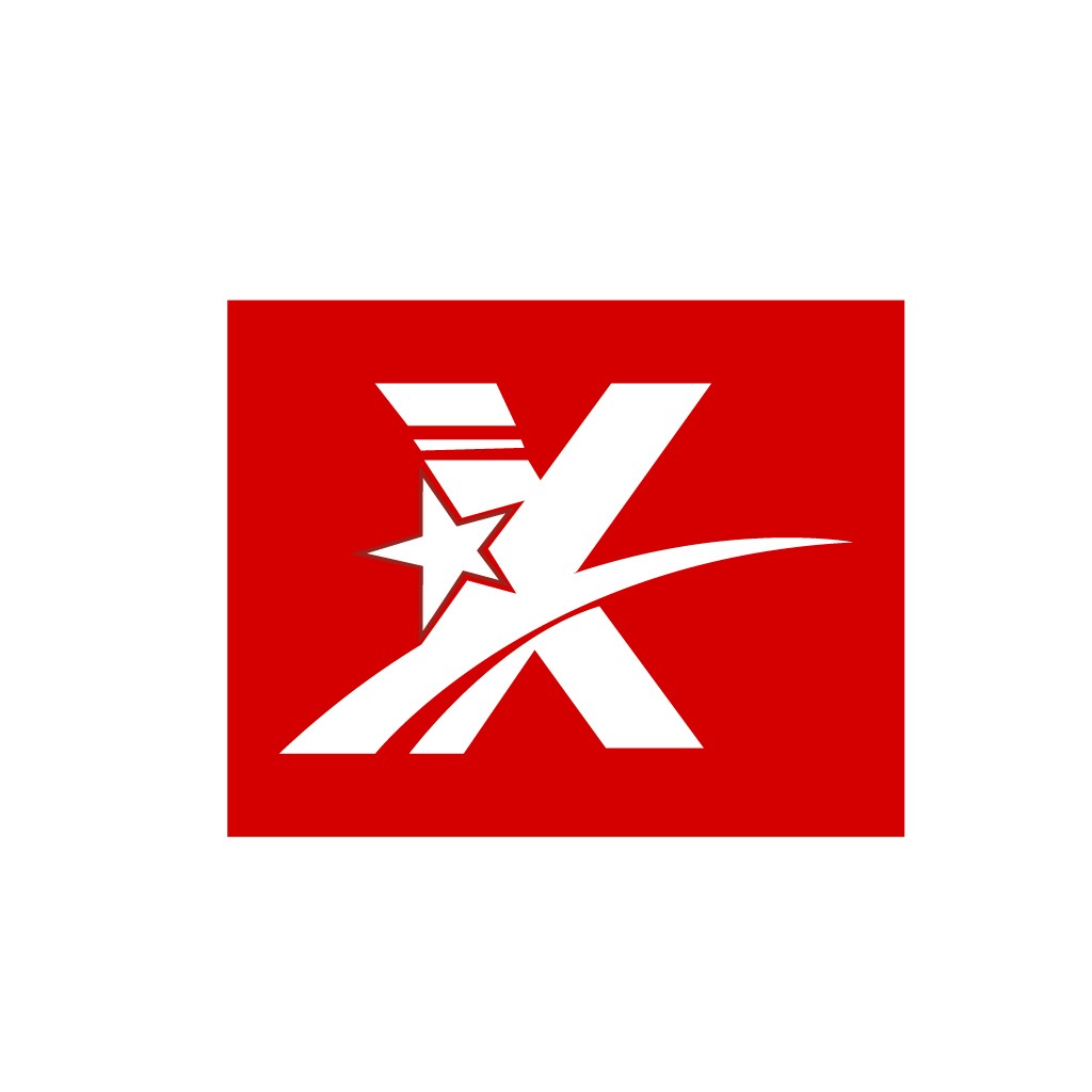 红色背景白色X形标志设计