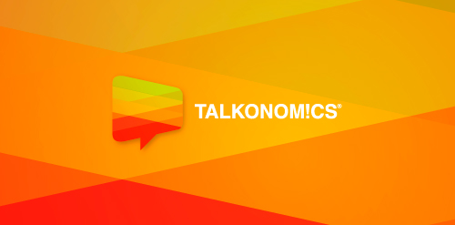 Talkonomics logo设计:色彩渐变与对话框创意