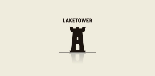 湖塔logo设计:简约现代建筑风格