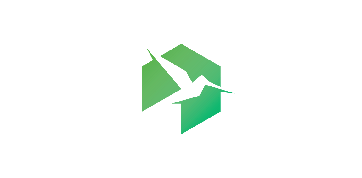 简洁现代风格的绿色鸟形logo设计