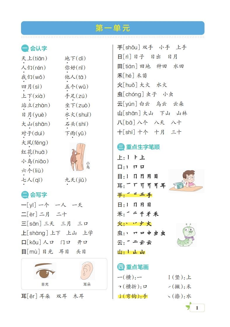 一上语文（核心考点梳理）