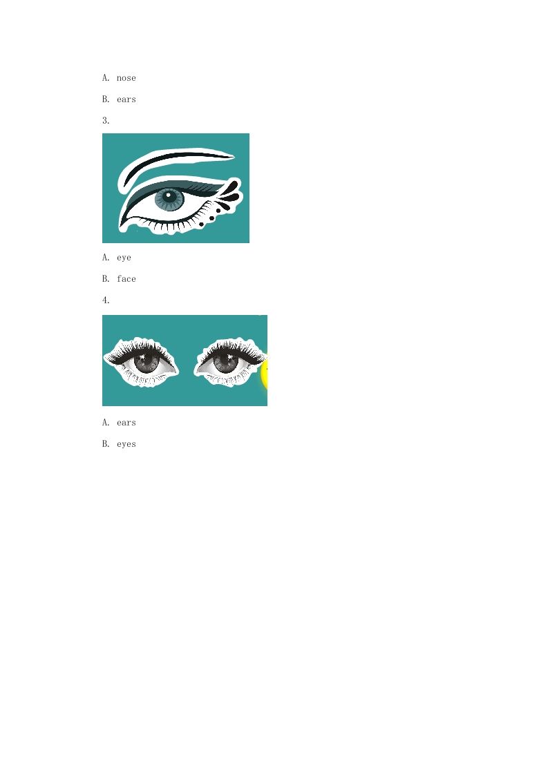 一年级英语上册Face习题2（人教一起点）