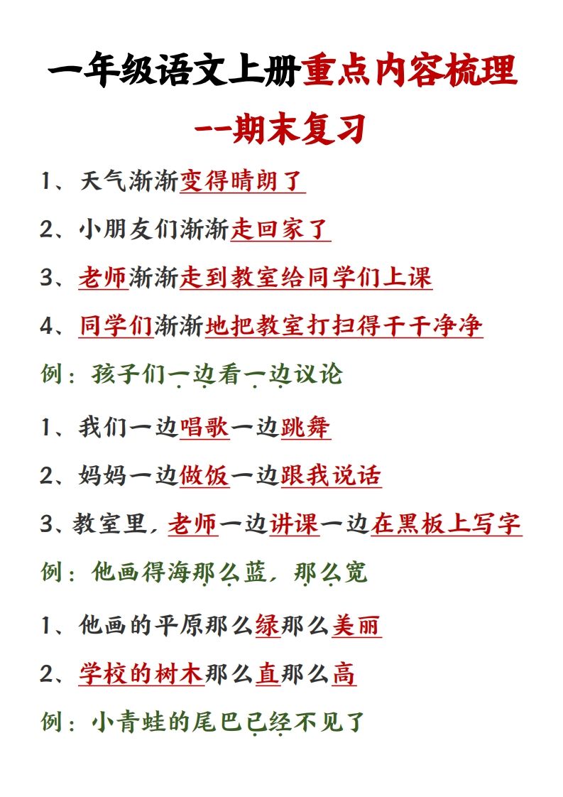 【重点预习内容梳理】一上语文()