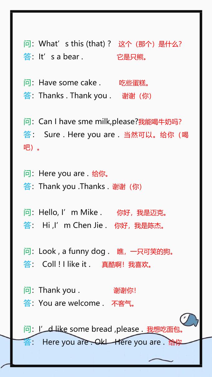 【2025秋新版】三年级上册英语常用句型，读一读，记一记！