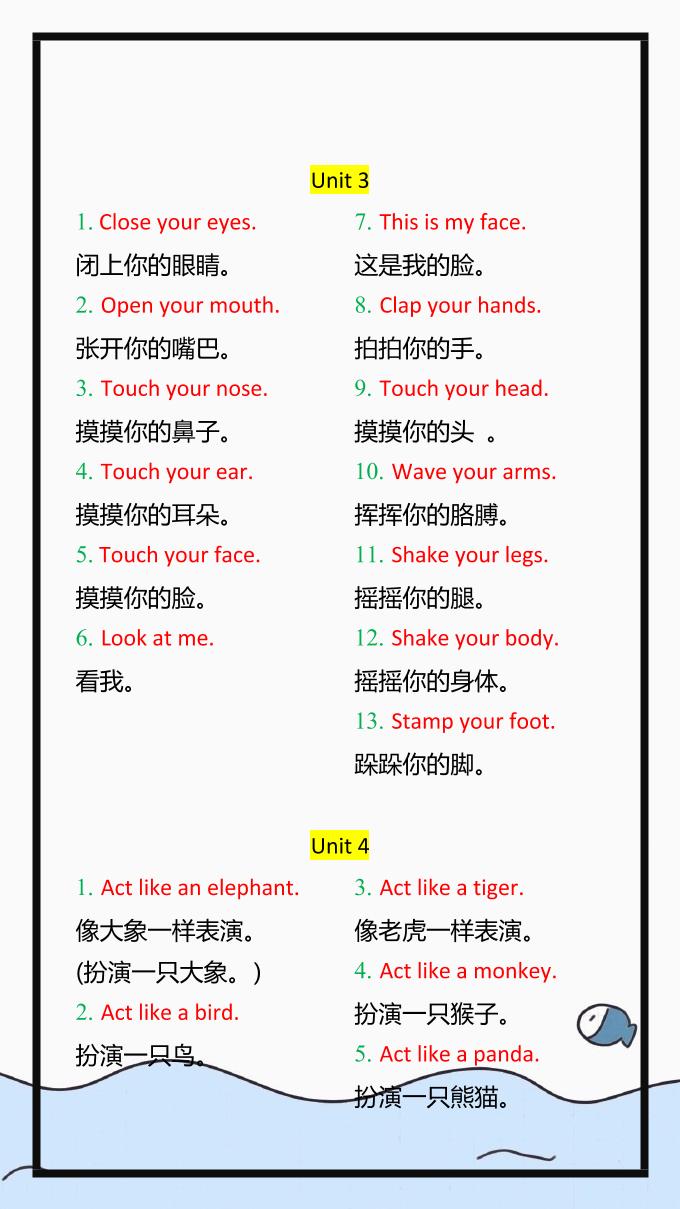 【2025秋新版】三年级英语上册重点句子大合集