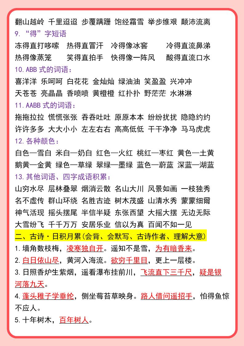 【2025秋新版】二年级语文上册常考重点知识点汇总