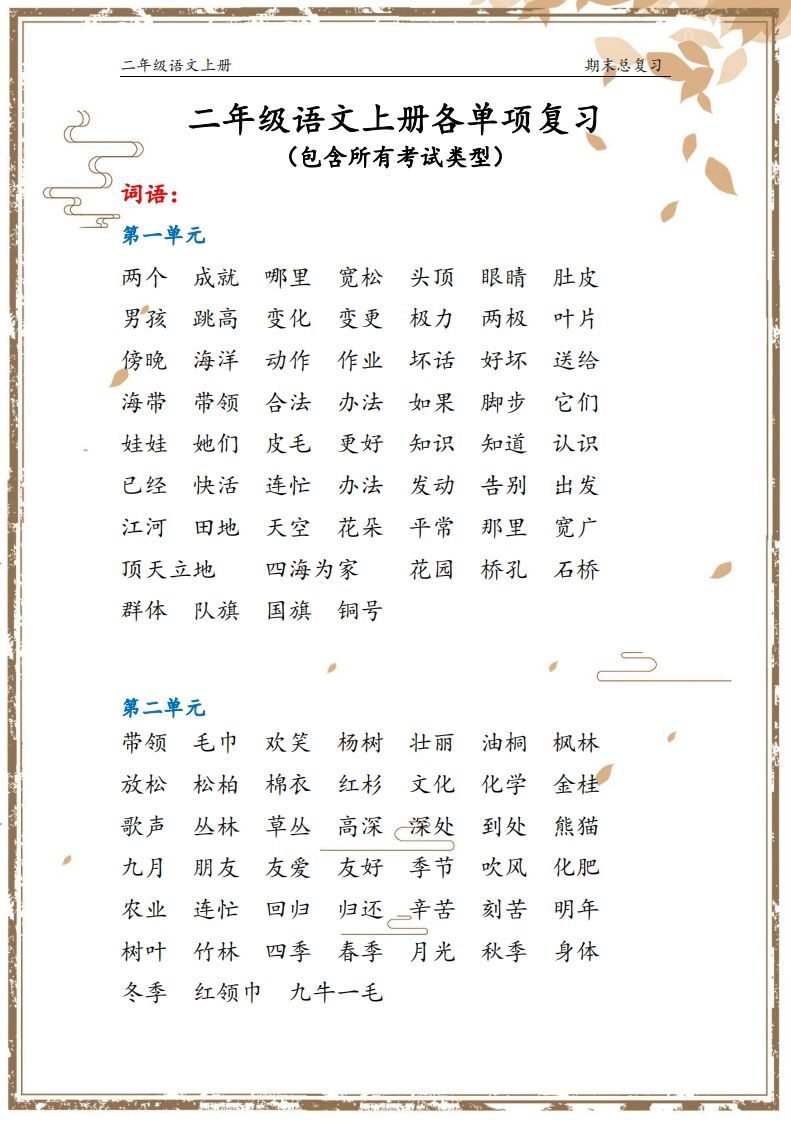 【总复习】二上语文(1)