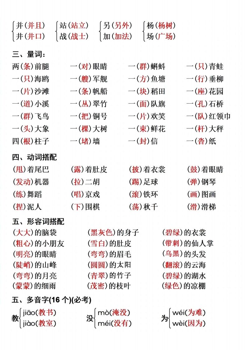 二上语文单元重点预习