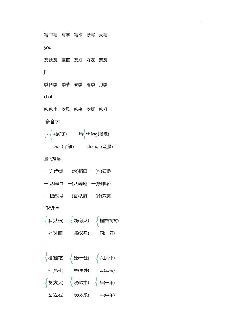 二上语文第二单元知识重点