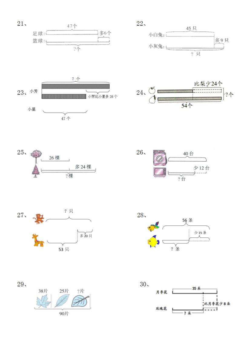 二上数学典型线段图列式计算