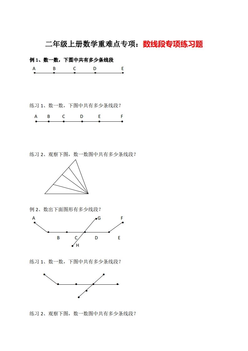 二上数学数线段专项练习