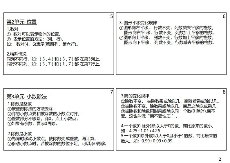 【人教五年级】数学上册必背笔记