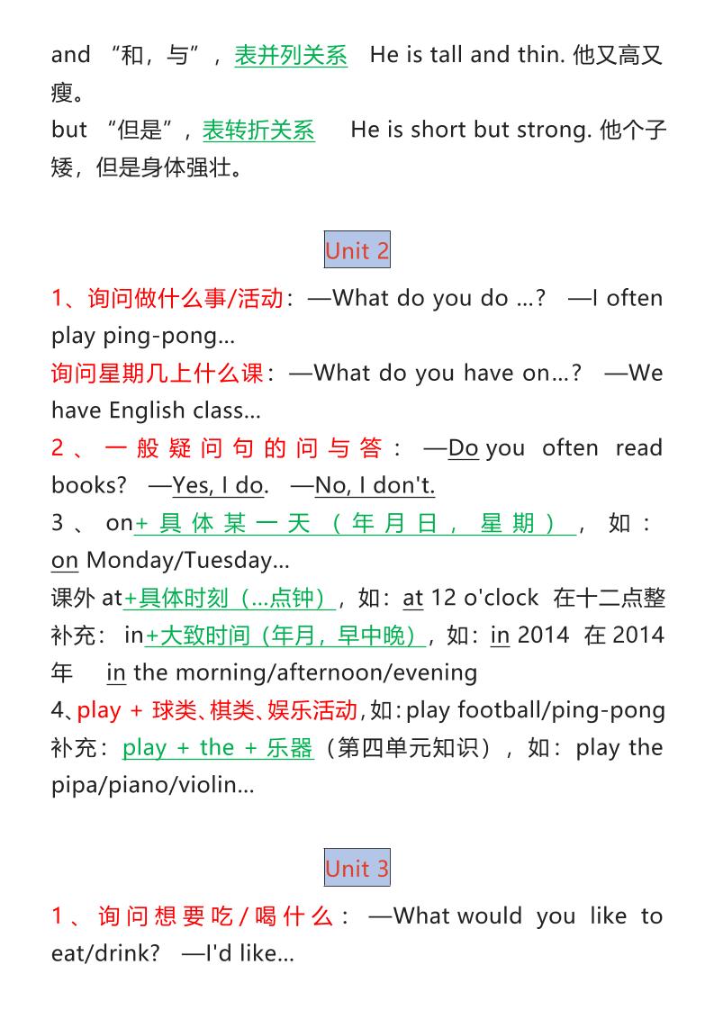 【2025秋新版】五年级英语上册1-6各单元重点知识+语法