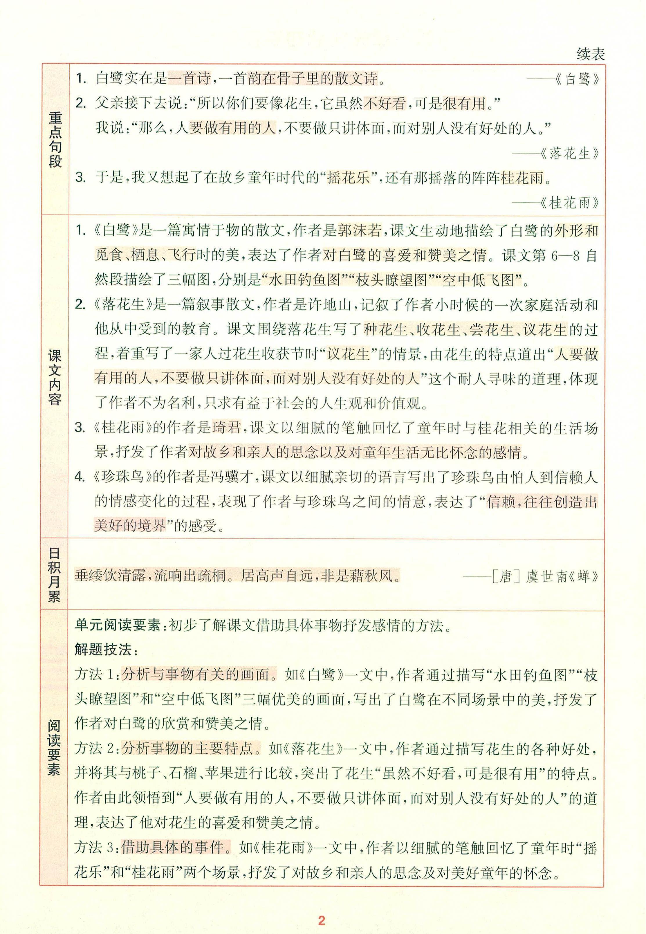 25秋五上语文1-8单元核心知识梳理14页