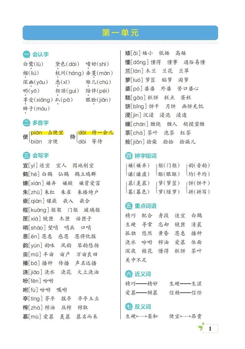 五上语文期末（核心考点梳理）