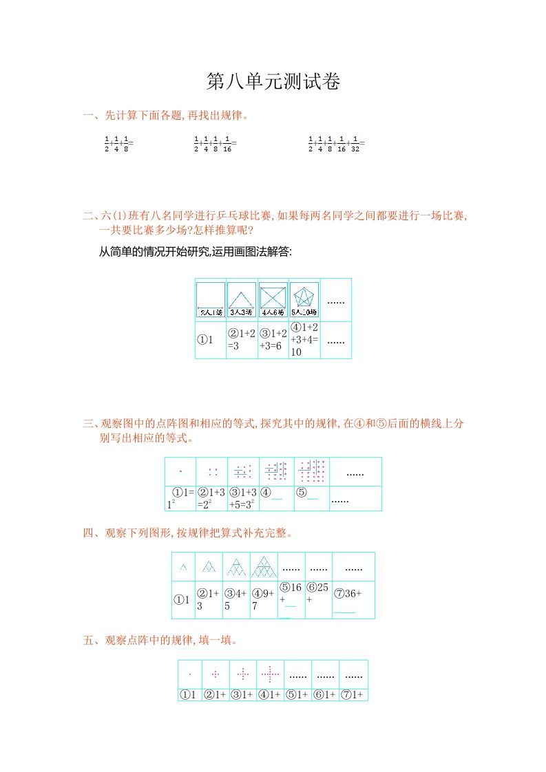 六年级数学上册第八单元测试卷（人教版）