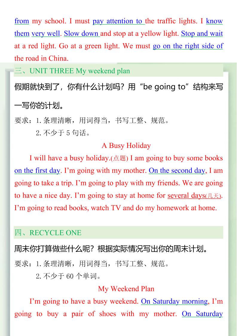 【2025秋新版】六年级上册必背英语作文范文大全