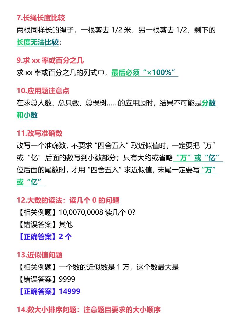 【2025秋新版】六年级上册数学19个易错知识点