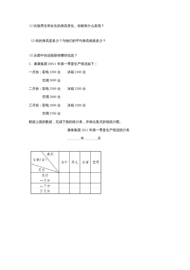 六年级数学上册5.4身高的变化（北师大版）