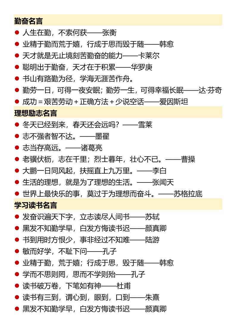 【2025秋新版】【小学生必备知识拓展】要掌握的名言警句归类-六上语文