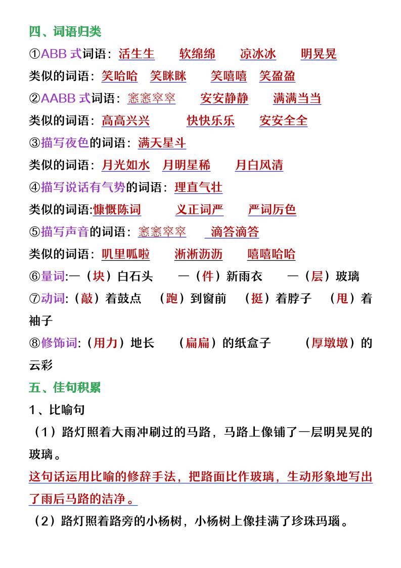 【2025秋新版】六年级上册语文第五单元重点考点梳理