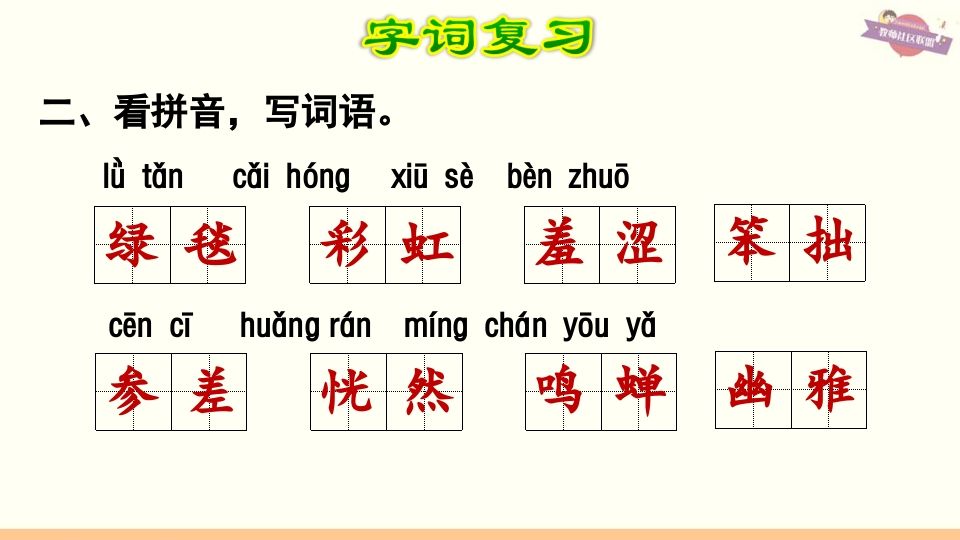 六年级语文上册第1单元复习（部编版）