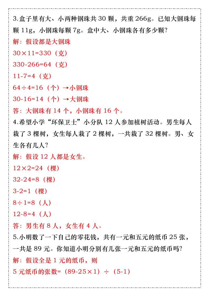 三升四年级数学鸡兔同笼暑假思维拓展题-四上数学