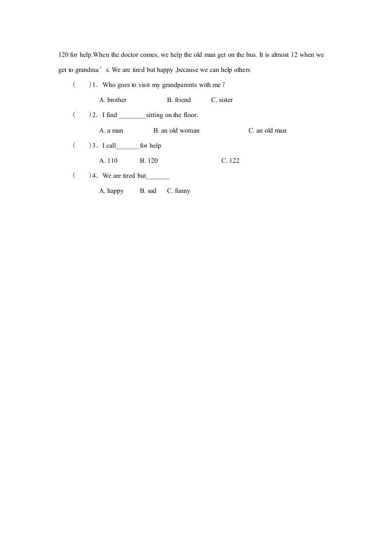 四年级英语上册Unit4习题第3课时（人教版一起点）