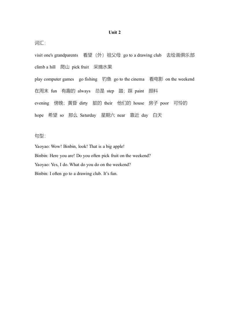 四年级英语上册单元知识点归纳总结（人教版一起点）