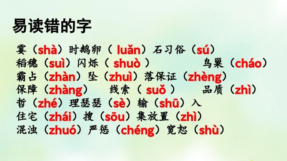 四年级语文上册专项1生字复习课件