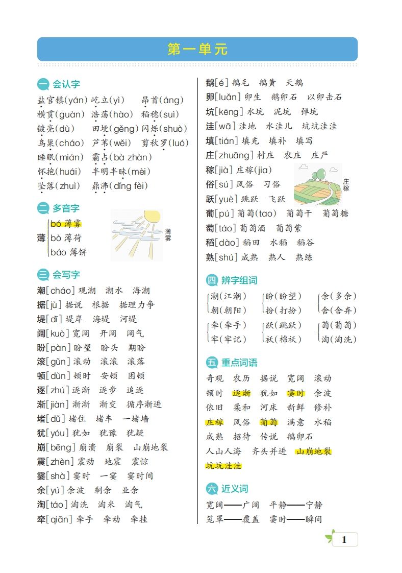 四（上）语文期末（核心考点梳理）