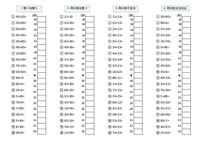 【数学】难度5：100以内大数计算闯关