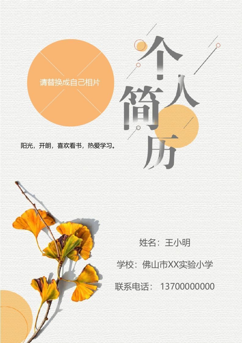 多页-小升初简历90