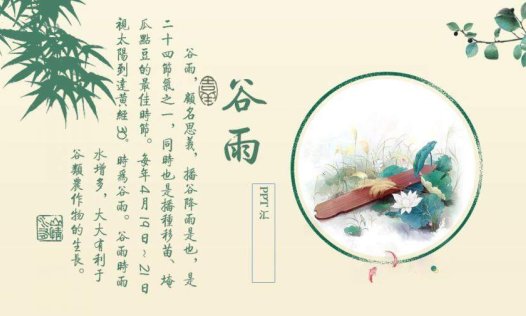 小清新二十四节气谷雨节气PPT模板