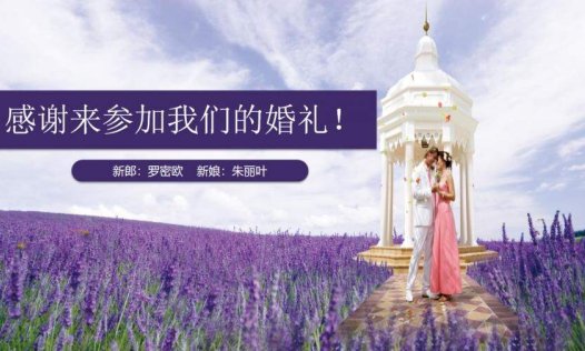 薰衣草背景浪漫婚礼PPT模板