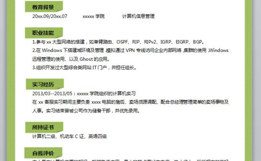 荧光绿斑点风格计算机应届生简历模板