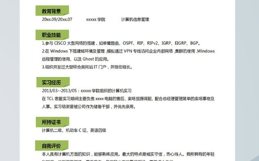 白色系简约风计算机应届生简历模板