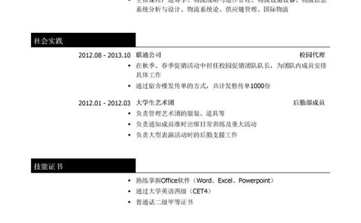 运输配送协调员简历模板