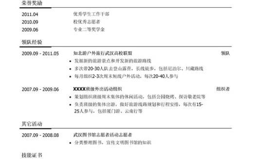 导游简历模板（有荣誉奖励）